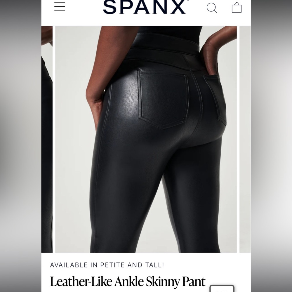 SPANX Leather-Like Ankle Skinny Pant - Picture 3 of 10
